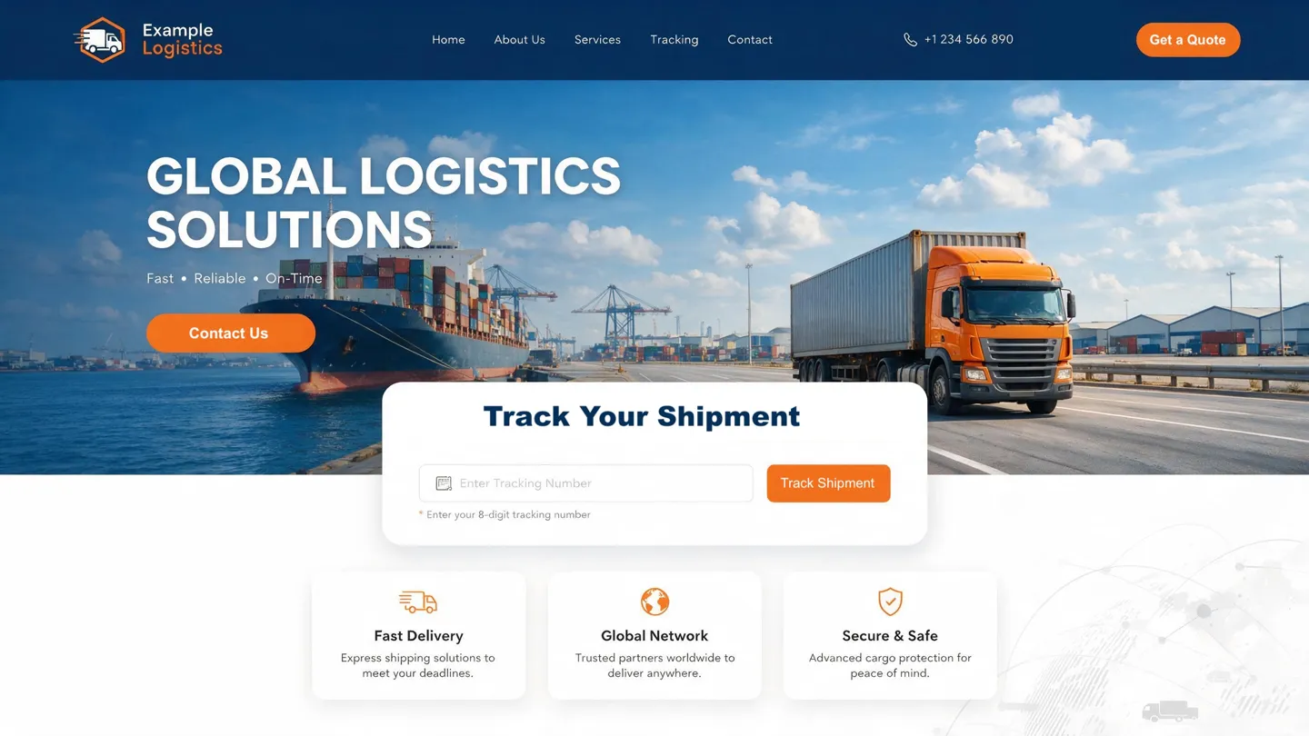 AI-Generated logistics business landing page